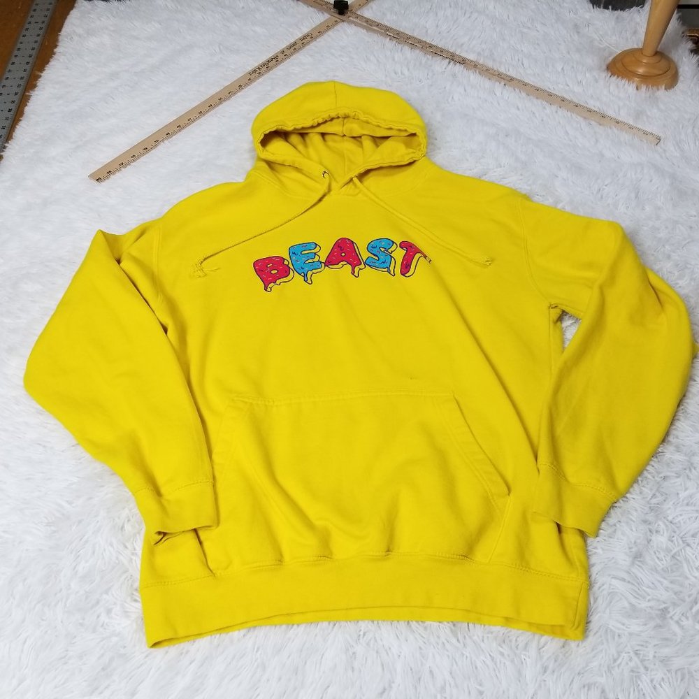 Mr Beast Mens Hoodie Sweatshirt Large L Yum Yum Yellow Pullover Solid